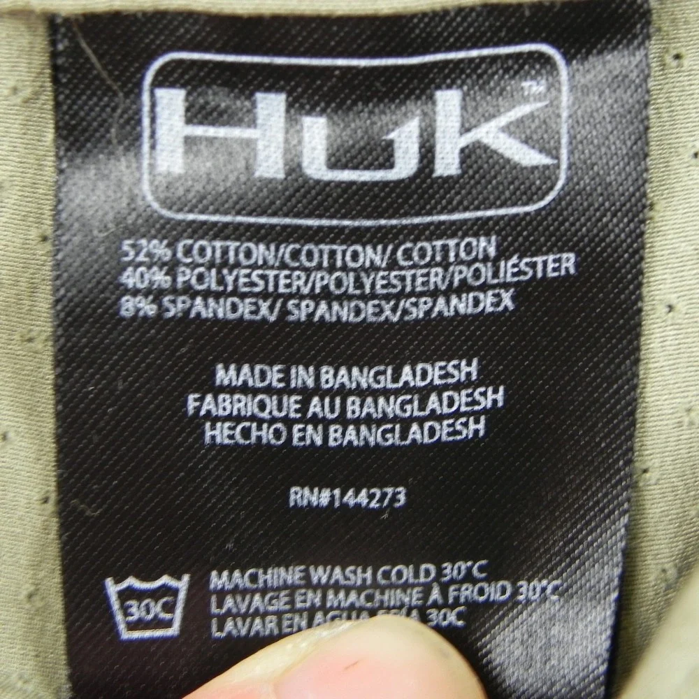 Huk Fishing Shorts Mens Large Khaki Tan Stretch Cargo Performance Hybrid Pockets